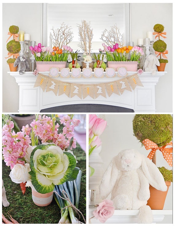 Easter Bunny Rabbit Carrots First Birthday Party Decorations Etsy