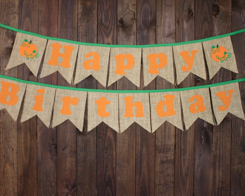 Pumpkin Patch Happy Birthday Pennant Banner for Fall First | Etsy