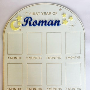 Tablero de hitos del primer cumpleaños, primer año del bebé, desarrollo del bebé, momentos destacados del primer año del bebé, tablero con imágenes del bebé
