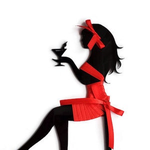 Glamour Girl Cake Topper: Sitzende Silhouette mit Martini