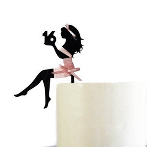 Glamour girl party, sitting girl silhouette, sitting cake girl silhouette, acrylic cake topper, black cake topper,glamour girl,girl birthday