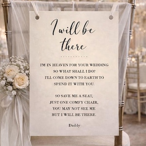 Hochzeits-Memorial Acryl-Schild: Sitzplatzreserviert, Erinnerungsgedicht | Erinnerungs-Hommage