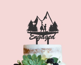 Mountain cake topper, outdoor wedding cake topper, outdoor engagement cake topper, personalized cake topper, outdoor topper, cake topper