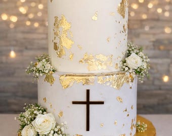 Cross Cake Topper: Acrylic Baptism, Christening, Communion Decor