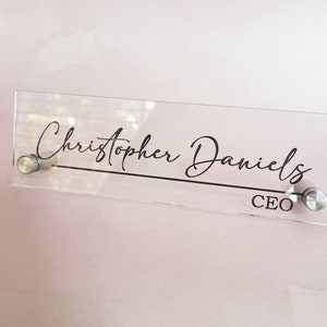 Acrylic desk name plate, desk name plate, desk decor, personalized name plate, desk plaque, engraved name plate, desk sign, office desk sign