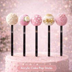 Black Glossy Acrylic Cakesicle Sticks: Reusable Plastic, Mini or Standard