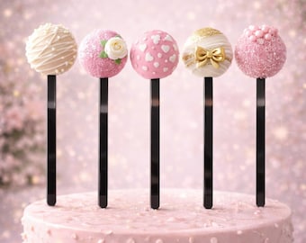 Black Glossy Acrylic Cakesicle Sticks: Reusable Plastic, Mini or Standard