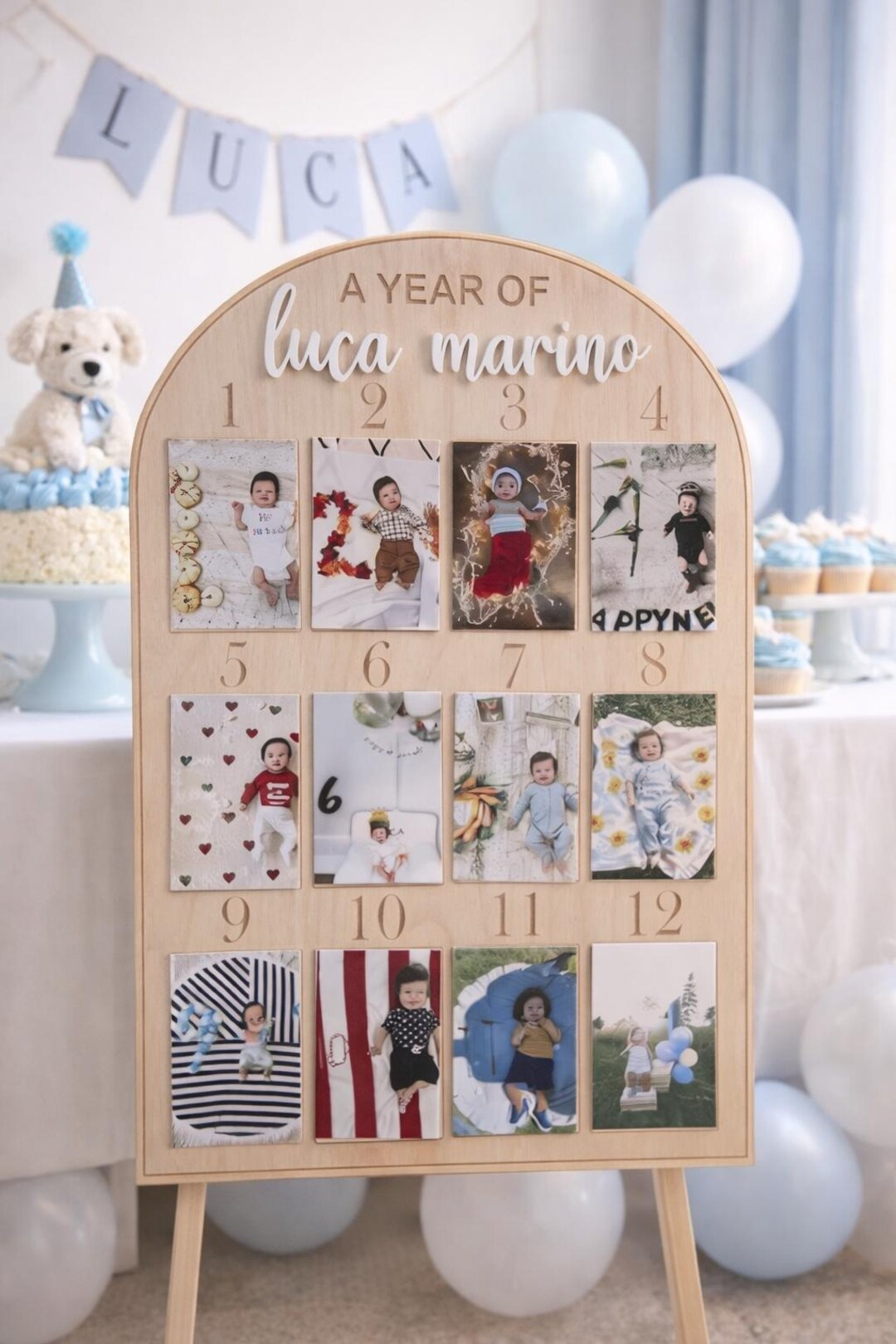 First Birthday Photo Board | A Year of Photos Sign | Personalized Baby ...