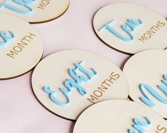 Baby Monthly Milestone Markers: Birch Wood Photo Props