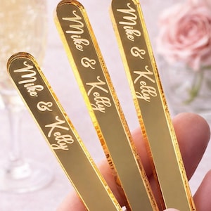 Engraved Gold Mirror Acrylic Cakesicle Sticks | Custom Standard Size | Cake Pop Sticks image 1