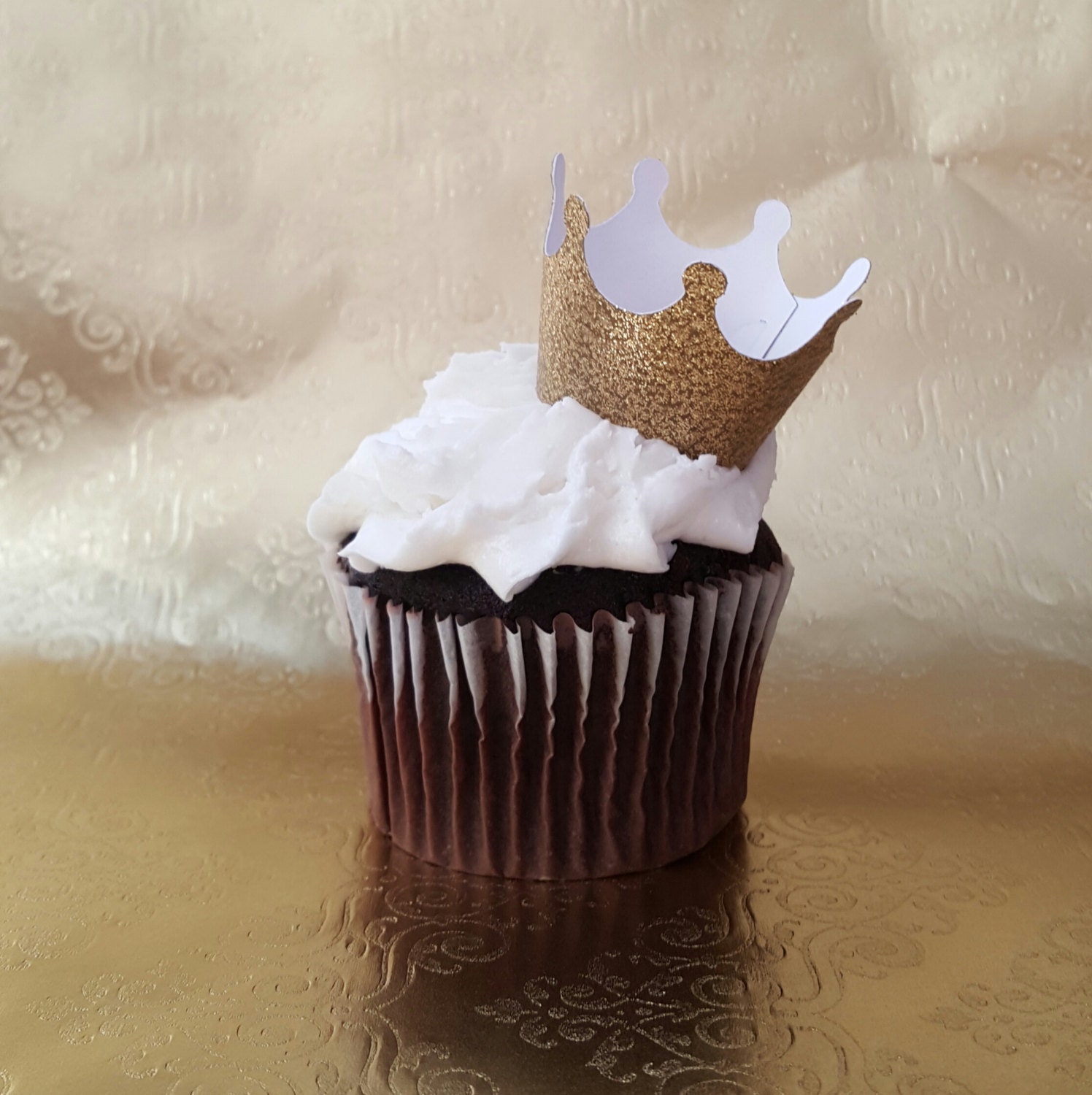 Gold Glitter Crown Cupcake Toppers - Set of 12 - Etsy