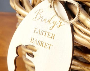 Personalized Wooden Easter Tag: Engraved Spring Basket Gift Tag