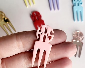 Personalize mini initials fruit picks, initials food picks, initial picks, chocolate strawberry initial picks, small fork picks, fruit picks