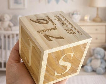 Personalized baby milestone block | Wooden baby block | Baby Birth Block | Newborn Gift | Nursery Keepsake | Baby Name Block | Nursery Decor