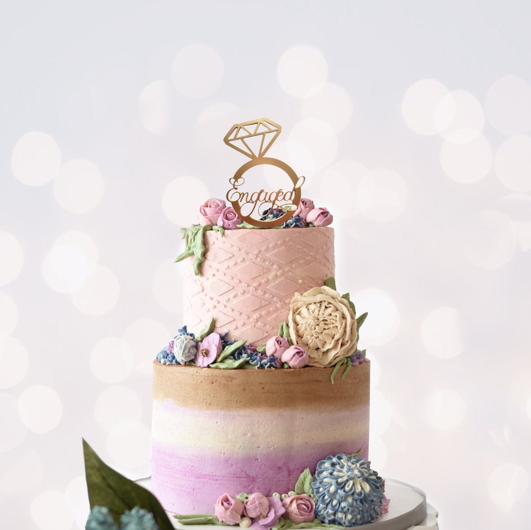 Engagement Ring Cake Toppers Engaged Cake Topper bridal Shower Cake
