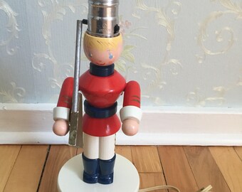 Vintage 1960s Wooden Irmi Soldier Table Lamp!
