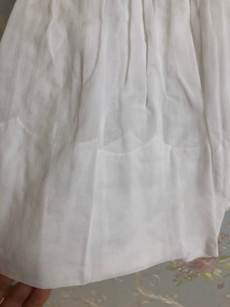 Vintage 1950s 50s Baby Infant Girls White Pink Embroidered Floral Semi Sheer Feltman Bros Handmade Dress Size 6-12 months