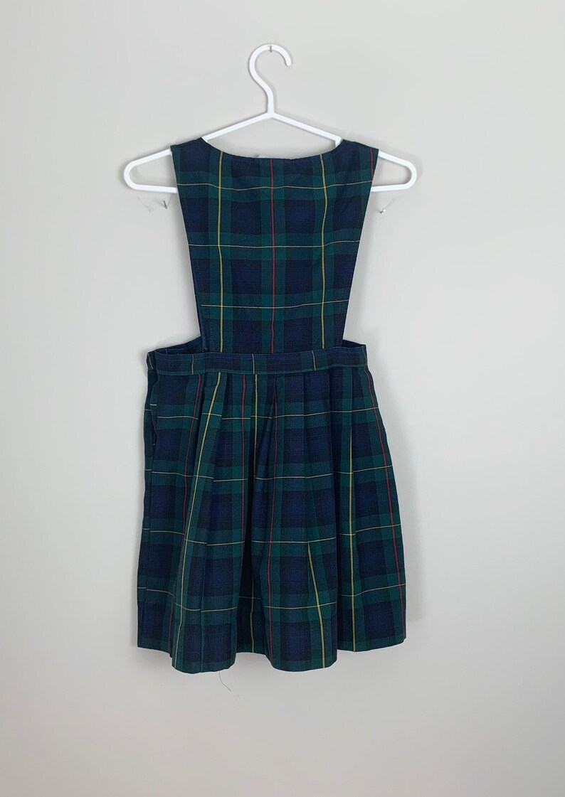 Vintage 1980s 80s Girls Blue Green Plaid School Uniform Jumper | Etsy
