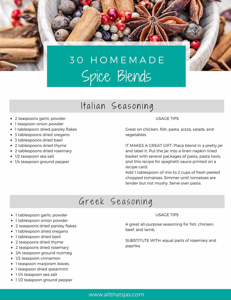How to Make Your Own Spice Blends Ebook/pdf 30 Must-have - Etsy