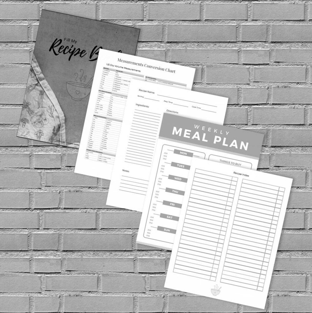Blank Recipe Book, Fill in Recipe, Printable Recipe Binder Kit, DIY