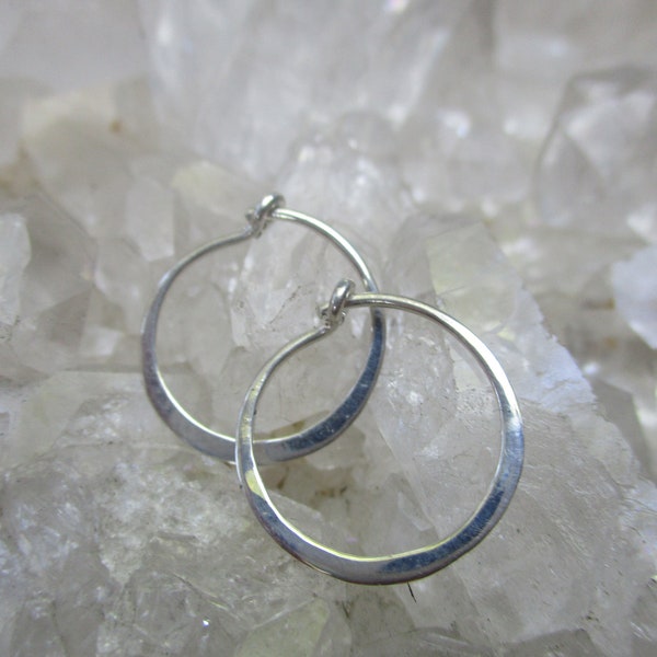 Handmade 1/2" Sterling Silver Hammered Hoop Earrings ~ Light & Comfortable