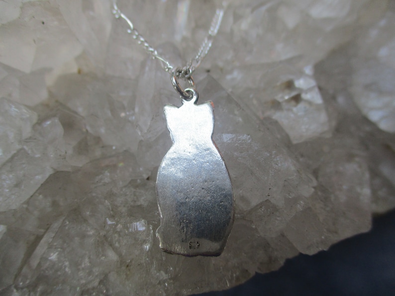 Kitty Cat Necklace ~Sterling Silver~ Hand Cast w 20 inch Sterling Chain