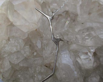 Albatross Necklace -Long Hand Cast Sterling Silver- w/16&quot; Sterling Chain