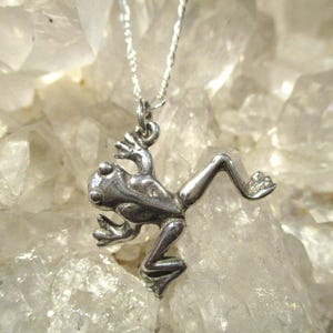 Frog Necklace ~Sterling Silver~ Hand Cast w/18 Inch Sterling Chain