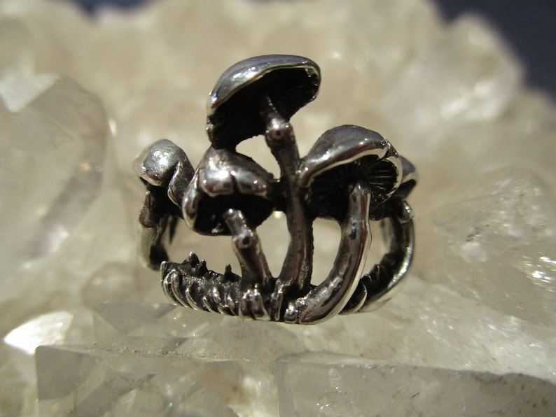 Mushroom Ring Sterling Silver Unique Cast By Hand Etsy