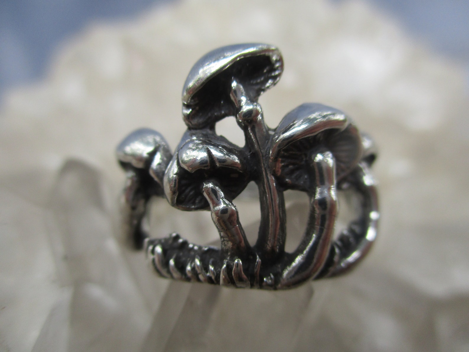 Mushroom Ring sterling Silver Unique Hand Cast Size 8 Etsy