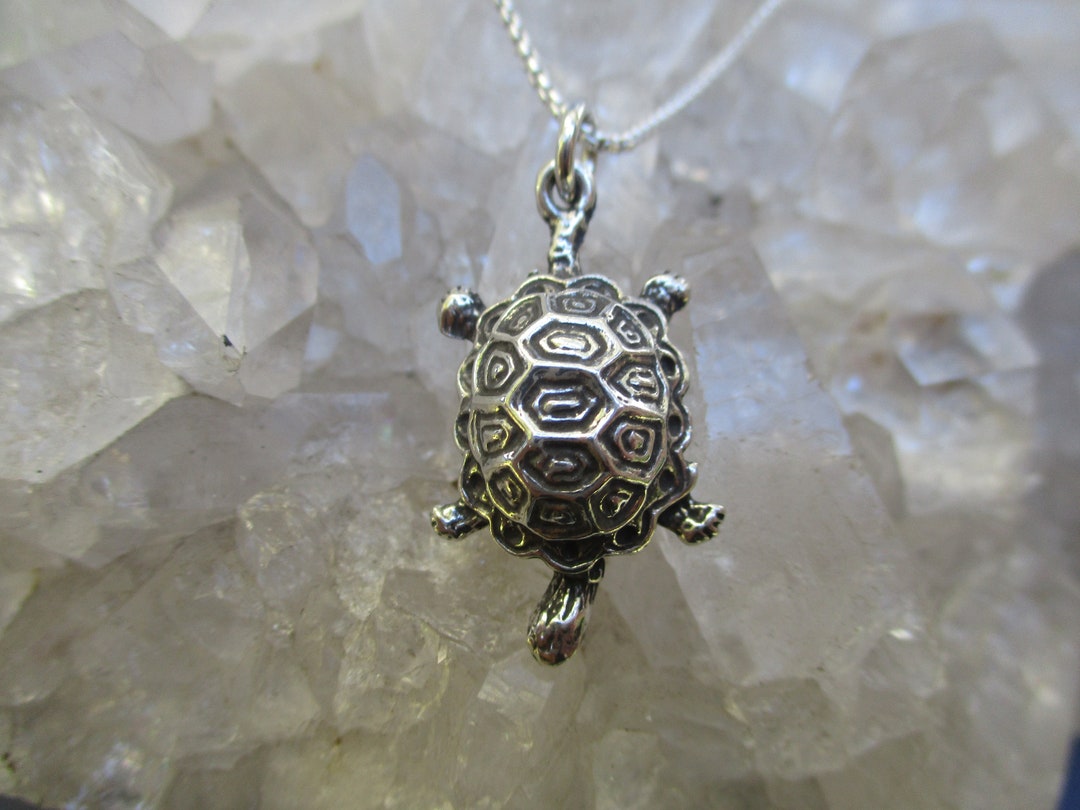 Turtle Chain Turtle Necklace ~sterling Silver~ Hand Cast W/sterling 18