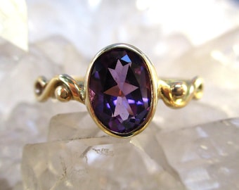 Amethyst Ring ~Handmade~ 14K Yellow Gold