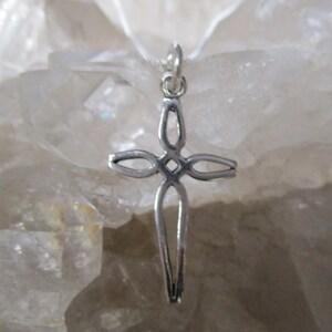 Open Cross Necklace -Sterling Silver- Small Hand Cast Cross  w/ 16 inch Sterling Chain