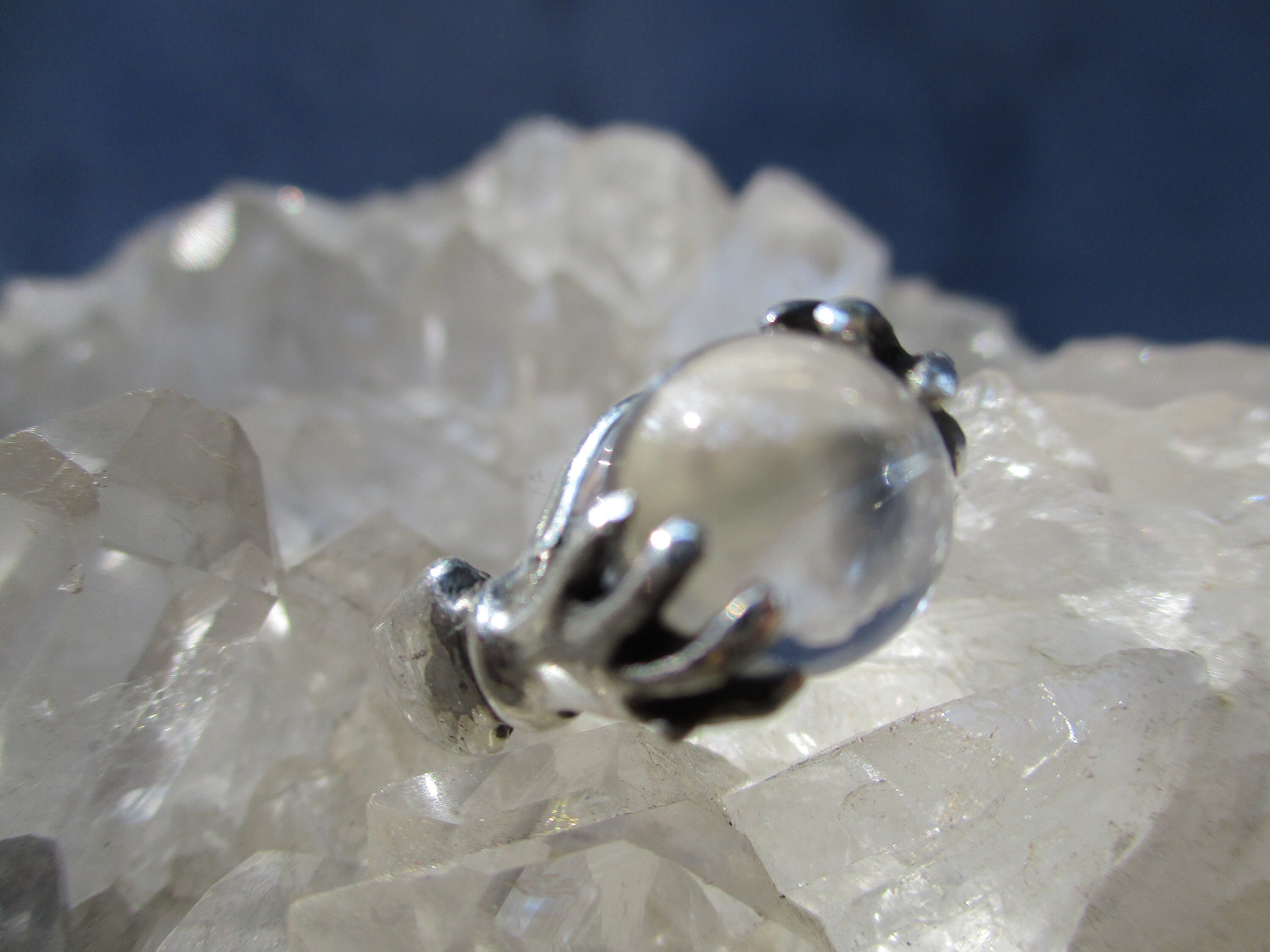 Magical Crystal Ball Ring -sterling Silver- Hand Cast W/ Natural