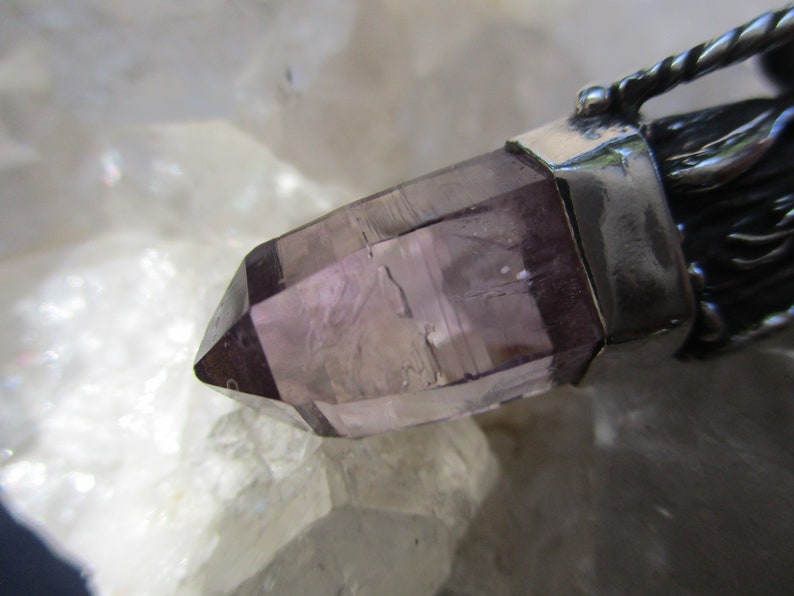 Wizard wNatural Amethyst Crystal ~Sterling Silver~ Hand Cast w18 Sterling Chain