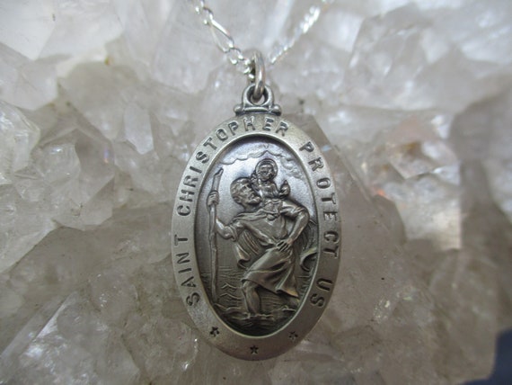 St. Christopher ~Protects Your Travels~ Sterling Silver Matt Finish 18 Inch Sterling Chain