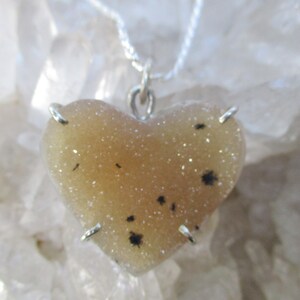 Agate Drusy Heart Necklace ~Sterling Silver~ Handmade  Natural Sparkly Quartz