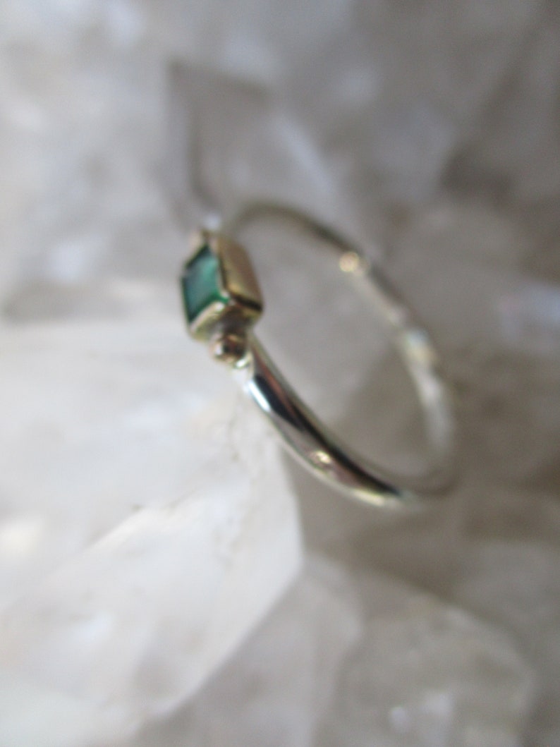Emerald Ring ~Sterling Silver /& 14K Gold~ Handmade wNatural Emerald