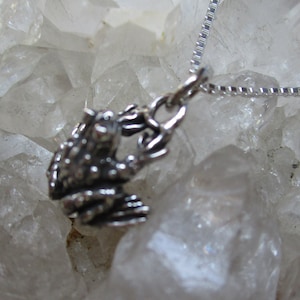 Detailed Frog Necklace ~Sterling Silver~ Hand Cast w/18&quot; Sterling Chain