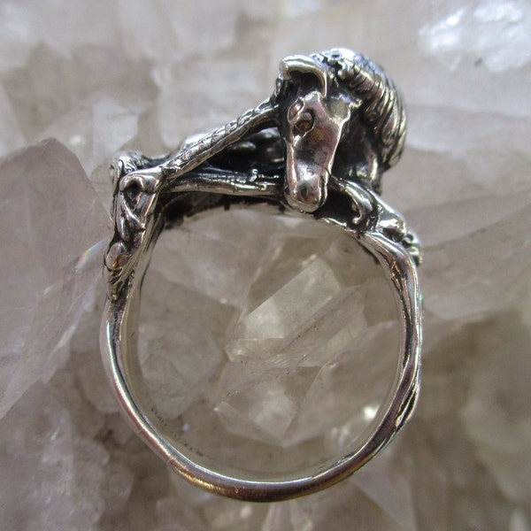 Unicorn Ring ~Hand Cast~ Sterling Silver Beautiful 3/d Details Size 7