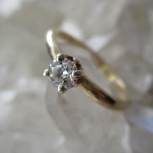 Diamond Solitaire Engagement Ring ~Handmade~ 14K. Yellow Gold  Beautiful