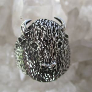 Buffalo Ring -Unique Hand Cast Sterling Silver Ring  14 Grams- Size 9 3/4