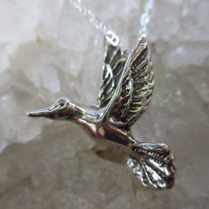 Hummingbird Necklace -Sterling Silver- Hand Cast w/ 18 inch Sterling Chain