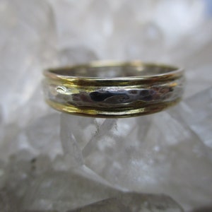 Sterling Silver & 14K.Yellow Gold Band ~Handmade~ 4.5mm Size 4 1/2