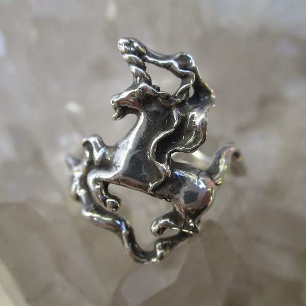 Open Unicorn Ring ~Hand Cast~ Sterling Silver Size 6 3/4