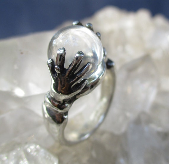 Buy Magical Crystal Ball Ring sterling Silver Hand Cast W Natural