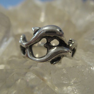 Dolphin Ring ~Sterling Silver~ Hand Cast Original Size 6 1/4