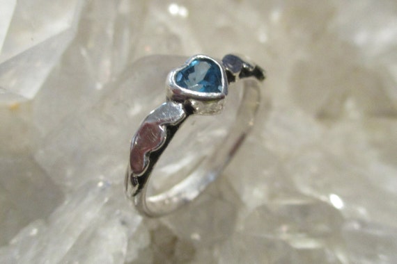 Blue Topaz Heart Design Ring Handmade Sterling Silver Blue Topaz Heart Design Ring Handmade Sterling Silver