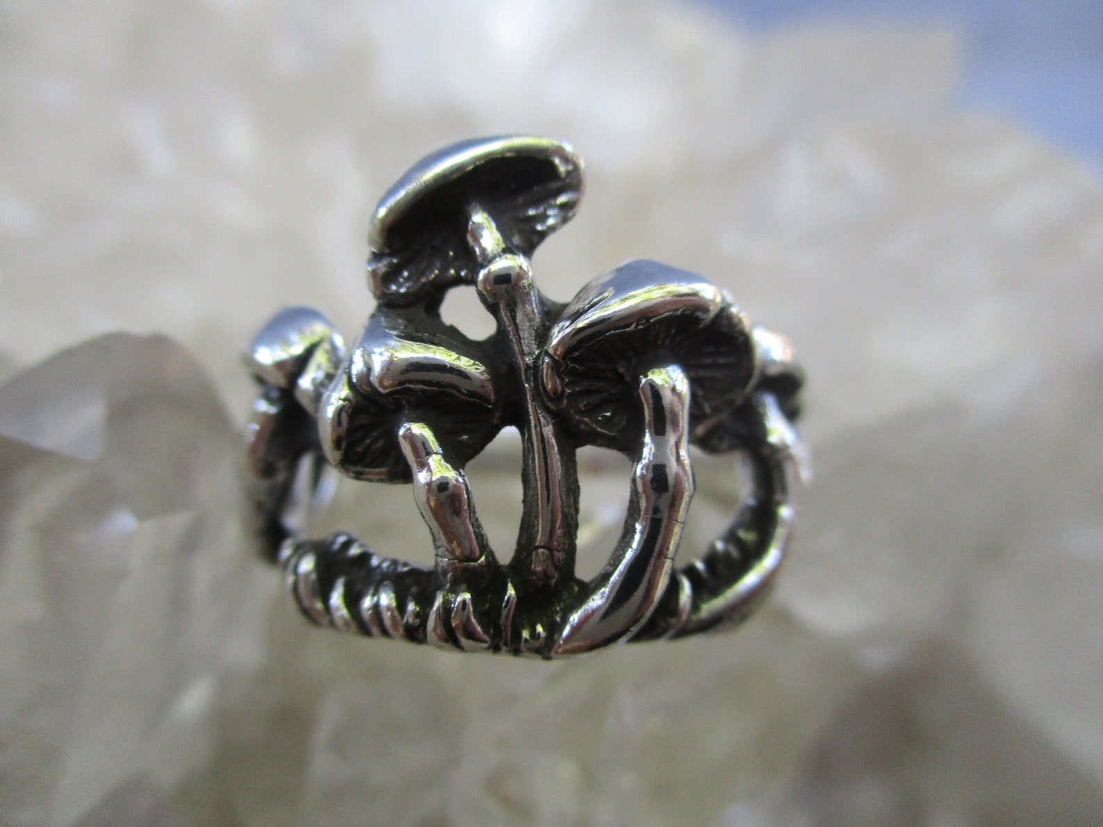 Mushroom Ring sterling Silver Unique Hand Cast Size 8 Etsy