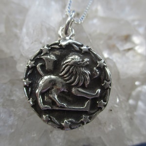 Leo Astrological Medallion Necklace ~Sterling Silver~ Hand Cast w/18 inch Sterling Chain